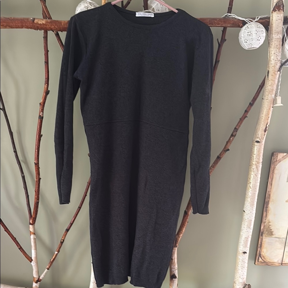 Joan Vass Black Long Sleeve Sheath Dress